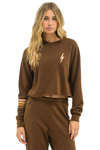 Aviator Nation | Rugby-Stitch Sweatshirt - Chocolate-Espresso