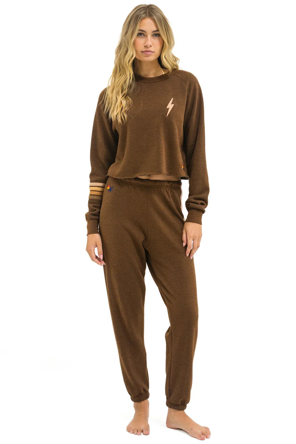 Aviator Nation | Rugby-Stitch Sweatshirt - Chocolate-Espresso