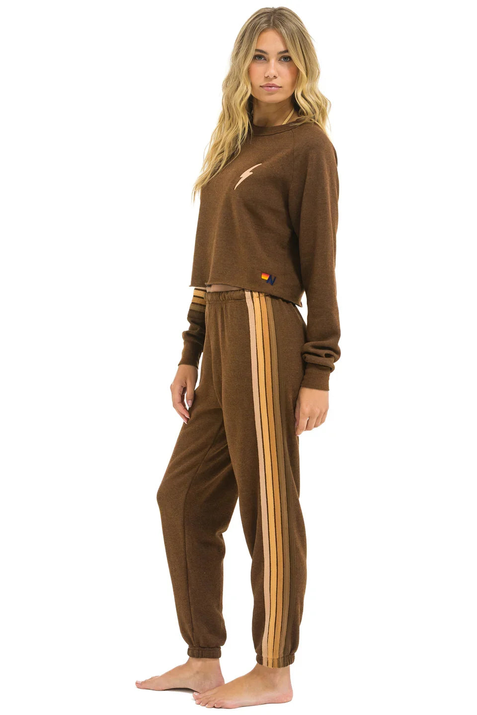 Aviator Nation | Rugby-Stitch Sweatshirt - Chocolate-Espresso