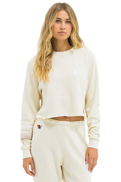 Aviator Nation | Vintage-White Rugby Sweatshirt - Broken-In Feel Vintage-White-W-Grey