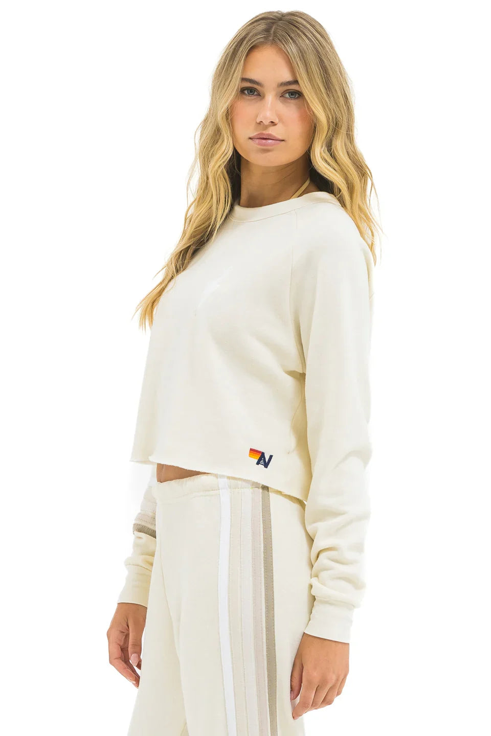 Aviator Nation | Vintage-White Rugby Sweatshirt - Broken-In Feel Vintage-White-W-Grey