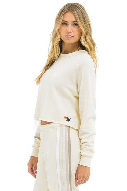Aviator Nation | Vintage-White Rugby Sweatshirt - Broken-In Feel Vintage-White-W-Grey