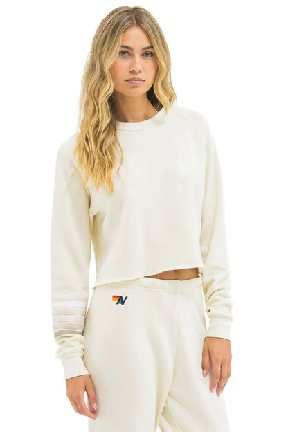 Aviator Nation | Vintage-White Rugby Sweatshirt - Broken-In Feel Vintage-White-W-Grey