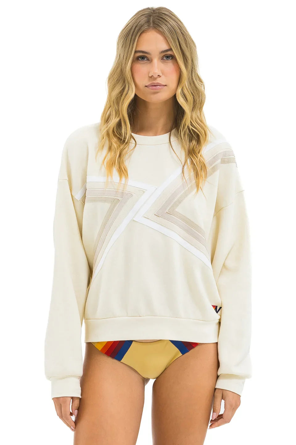 Aviator Nation | Relaxed Vintage Crew Sweatshirt - Tri-Blend White Vintage White Vintage-White-White