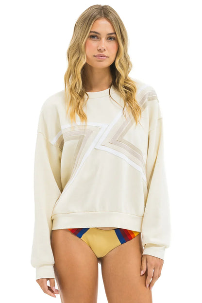 Aviator Nation | Relaxed Vintage Crew Sweatshirt - Tri-Blend White Vintage White Vintage-White-White