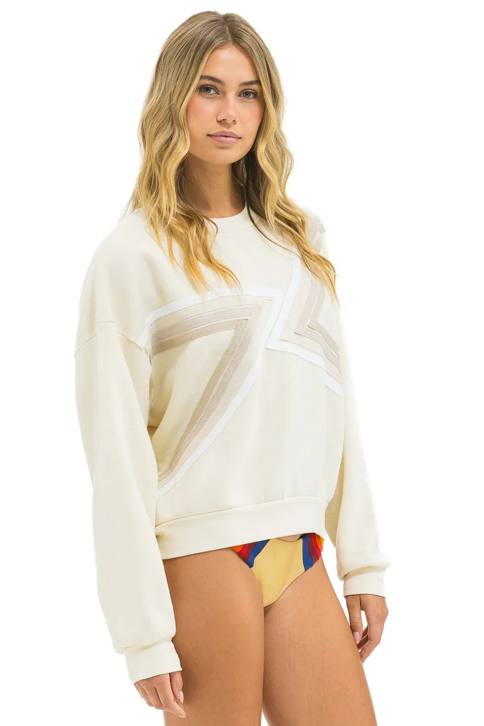Aviator Nation | Relaxed Vintage Crew Sweatshirt - Tri-Blend White Vintage White Vintage-White-White