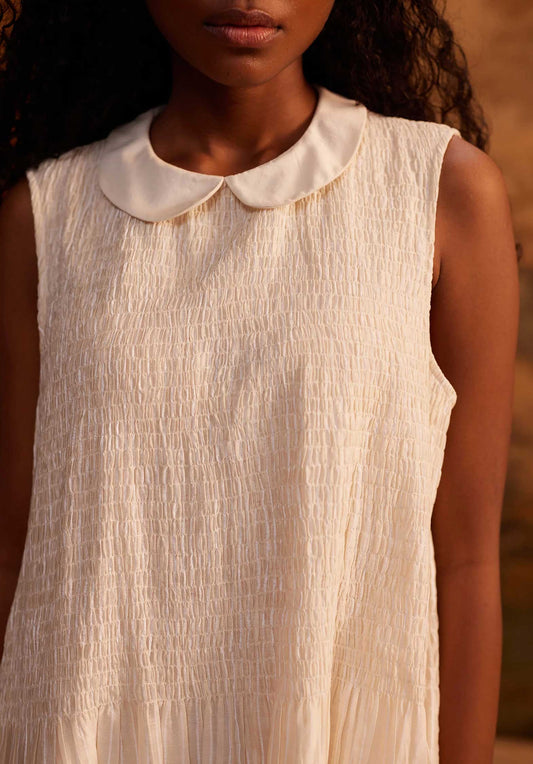 Dress Shibui Stripe Ru Ivory