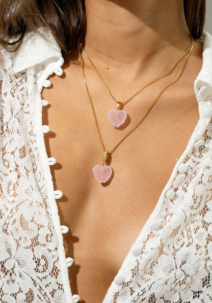 Necklace Jelly He Jelly Heart P Baby-Pink-G
