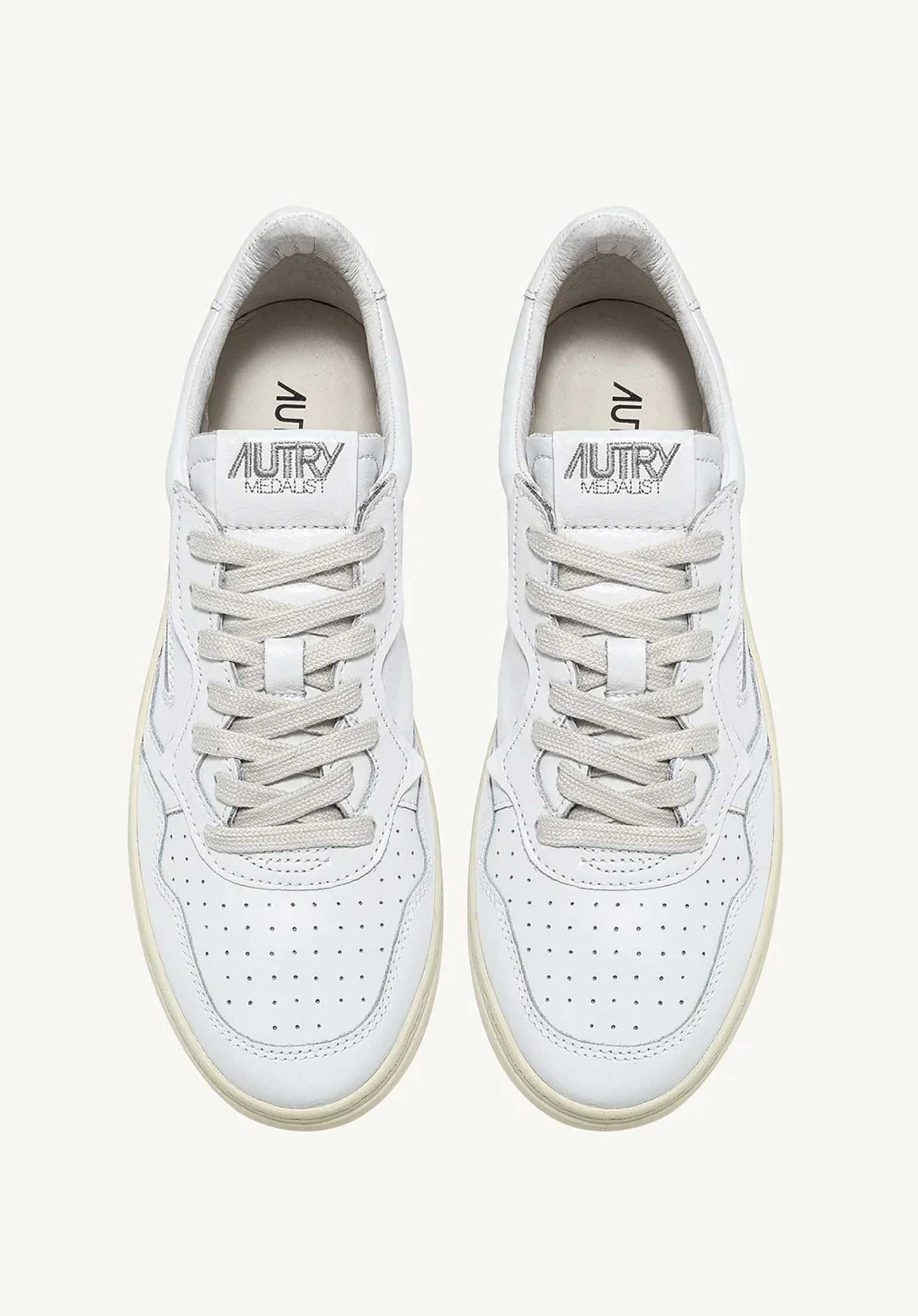 Autry | Medalist Low LL Sneaker - White & Beige Suede White-White