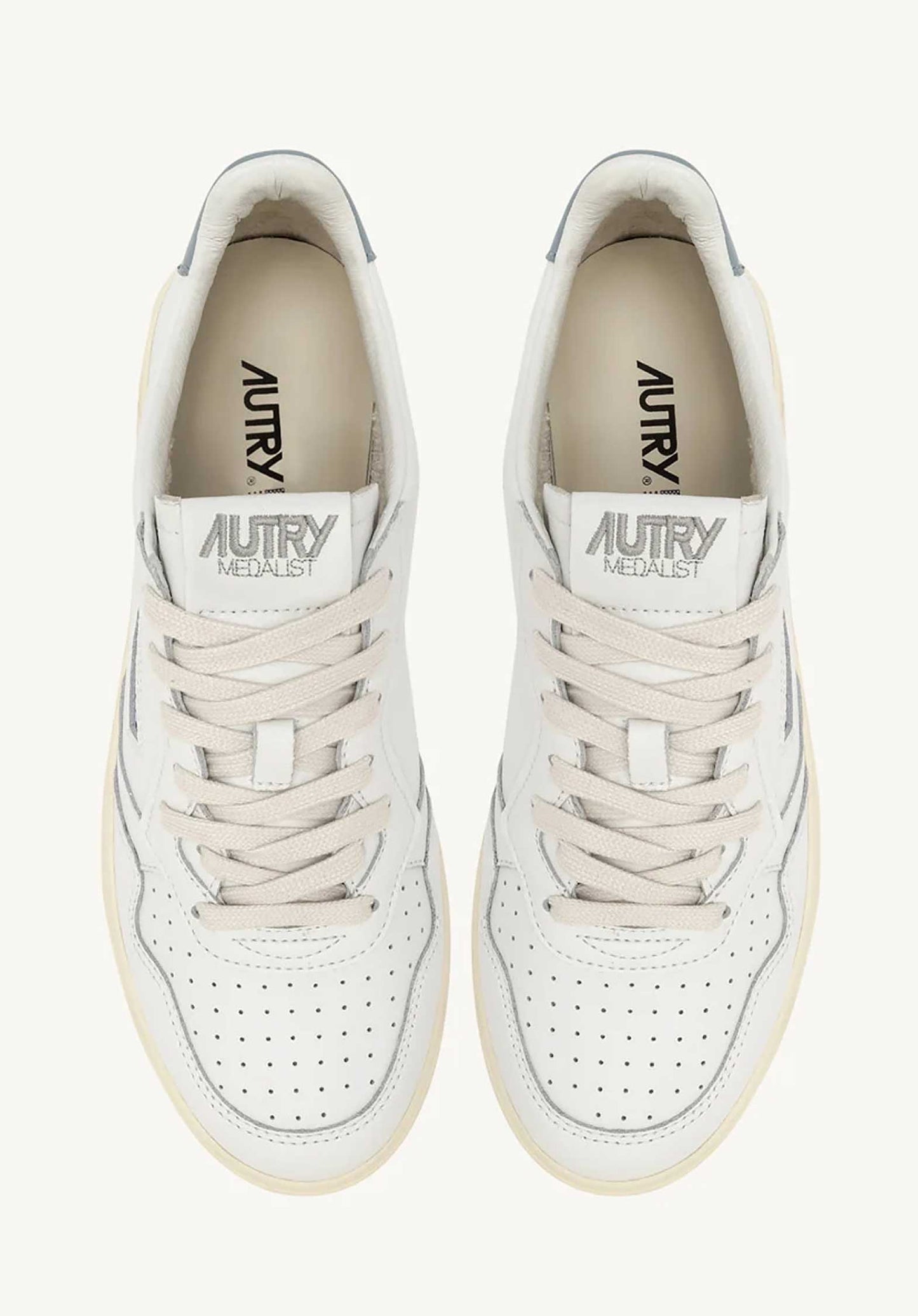Autry | Medalist Low Sneaker - White, Silver & Blue White-Silver-Blue