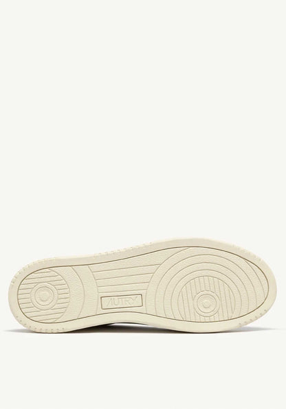 Autry | Medalist Low Sneaker - White, Silver & Blue White-Silver-Blue