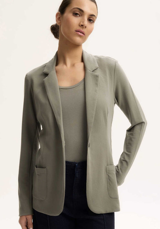 Majestic | Single-Breasted Viscose Jacket - Kaki Green Kaki-Army