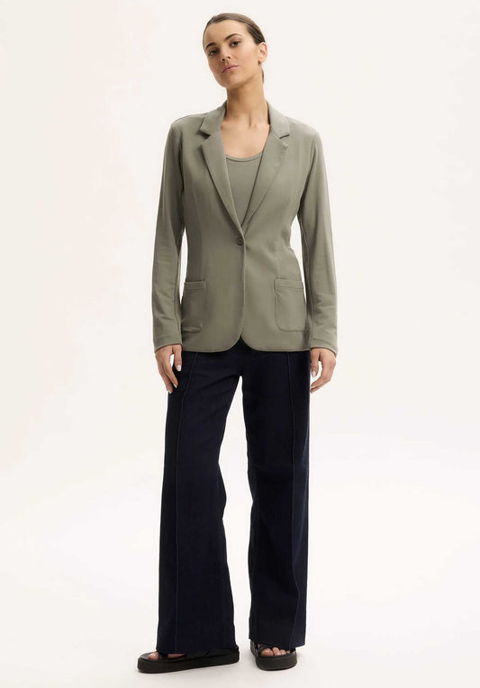 Majestic | Single-Breasted Viscose Jacket - Kaki Green Kaki-Army