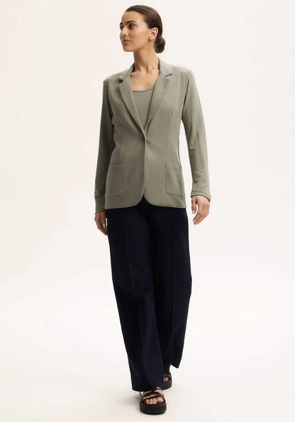 Majestic | Single-Breasted Viscose Jacket - Kaki Green Kaki-Army