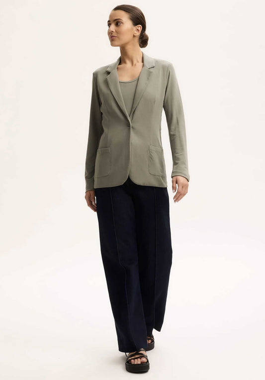 Majestic | Single-Breasted Viscose Jacket - Kaki Green Kaki-Army