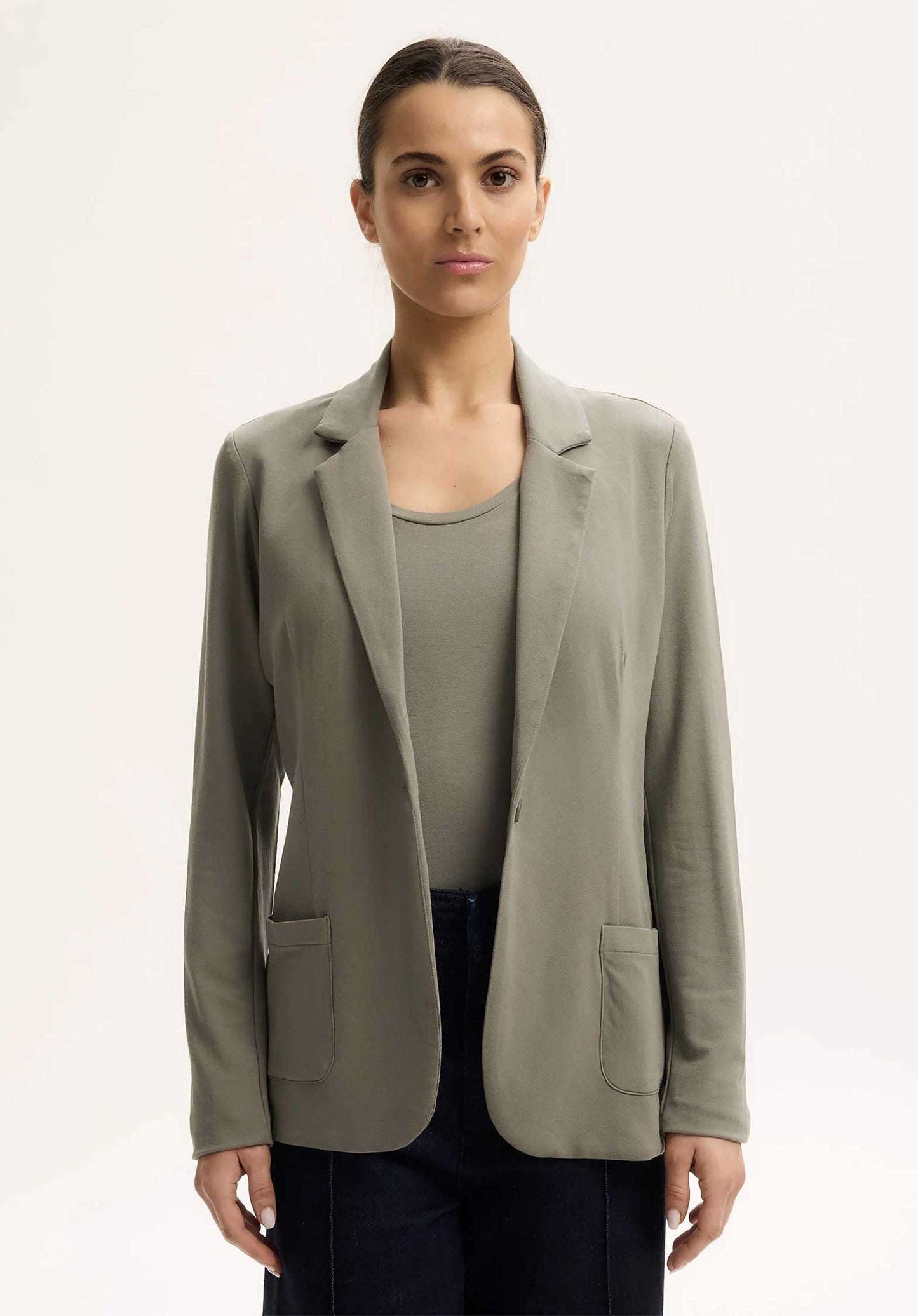 Majestic | Single-Breasted Viscose Jacket - Kaki Green Kaki-Army