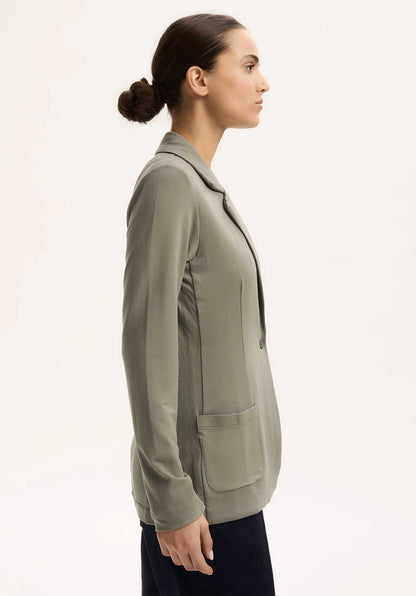 Majestic | Single-Breasted Viscose Jacket - Kaki Green Kaki-Army