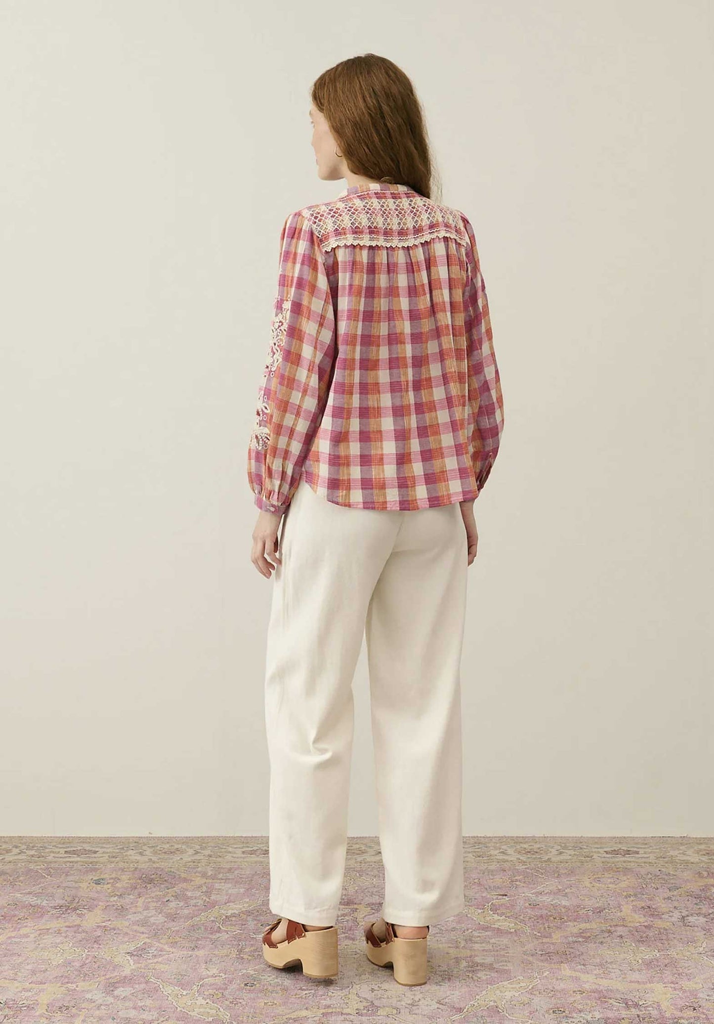 Blouse S0136 Jeanne Cream-Sunset-Checks