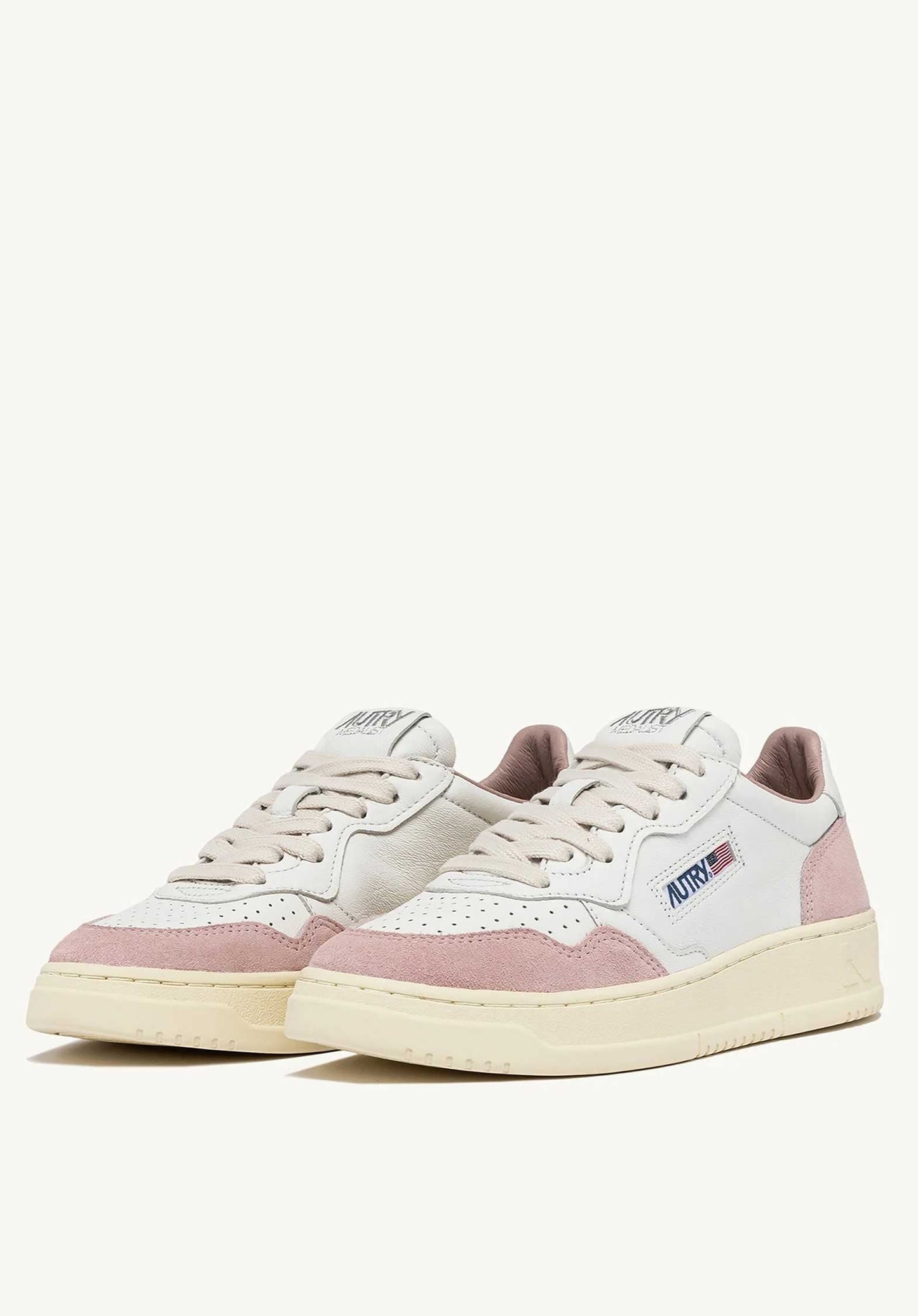 Autry | Medalist Low GS Sneaker - White with Powder Green Heel White-Powder
