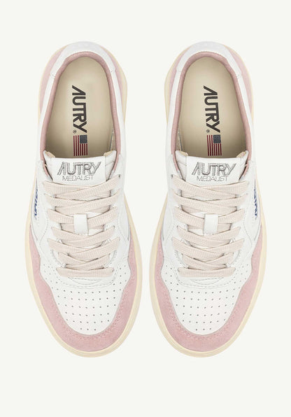 Autry | Medalist Low GS Sneaker - White with Powder Green Heel White-Powder