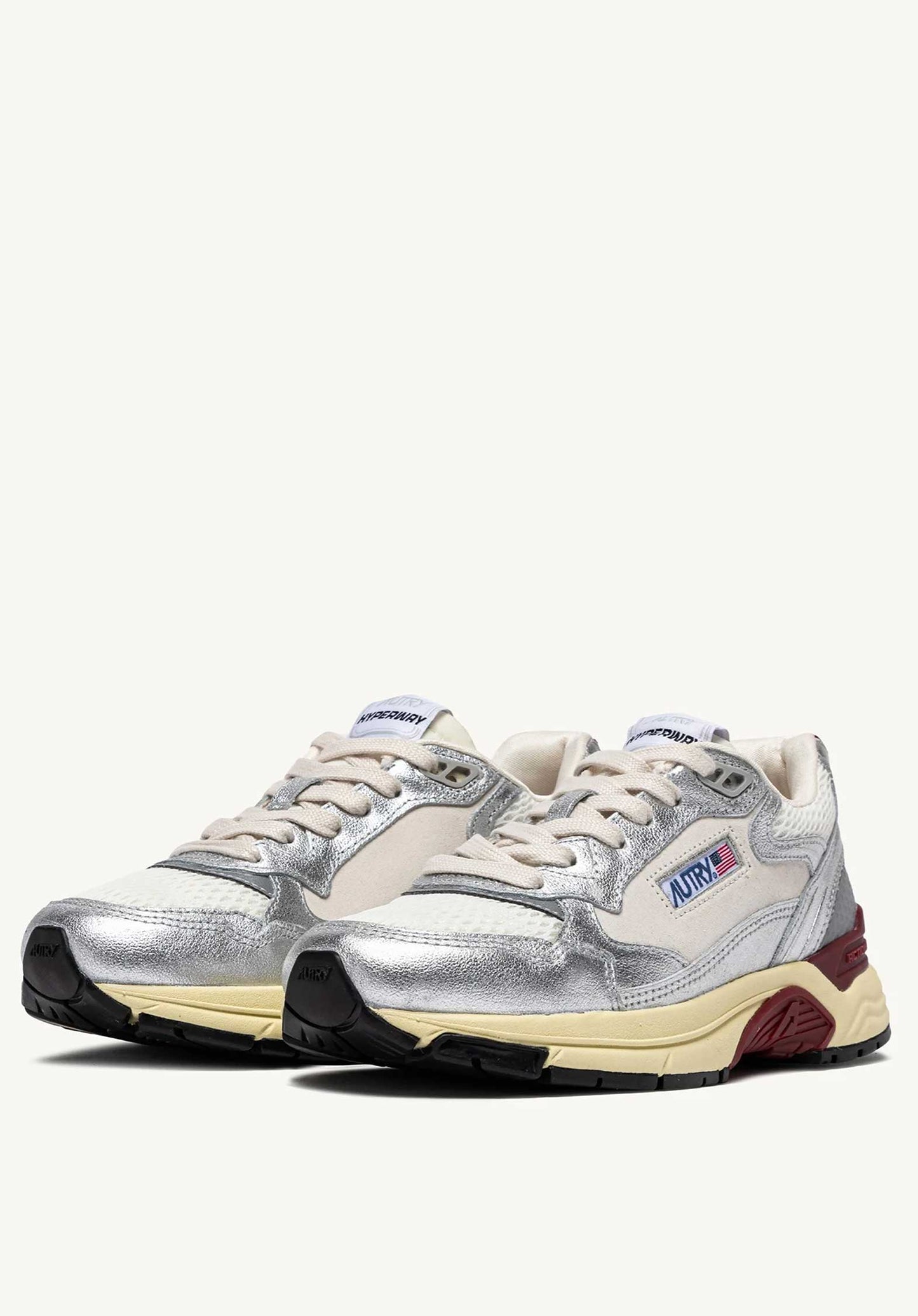 Autry | Hyperway Low Sneaker - Silver & Syrah Silver-Syrah