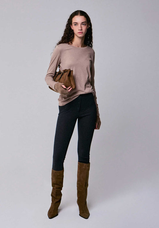 Majestic | Second-Skin Cashmere Blend Crewneck Tee - Desert