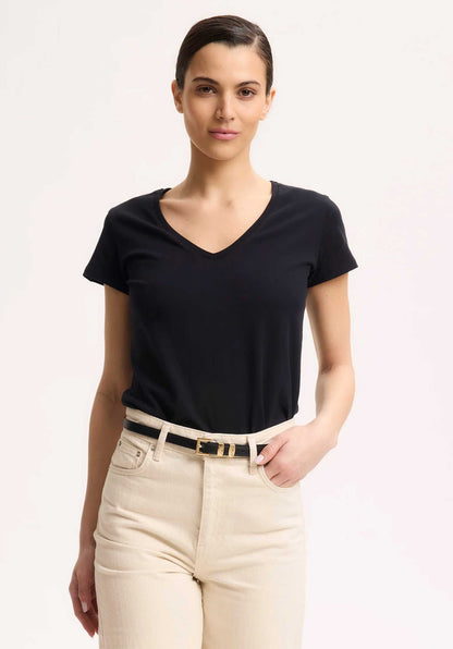 Majestic | Boatneck Tee - Three-Quarter Sleeve in Black
