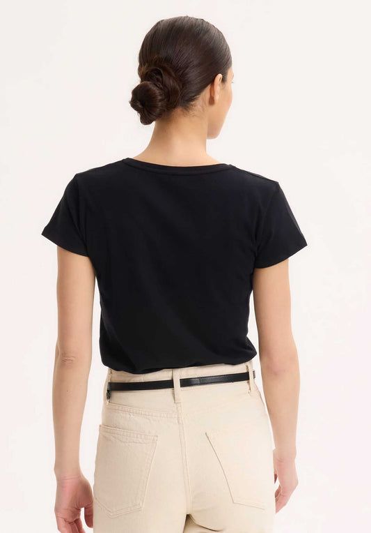 Majestic | Boatneck Tee - Three-Quarter Sleeve in Black
