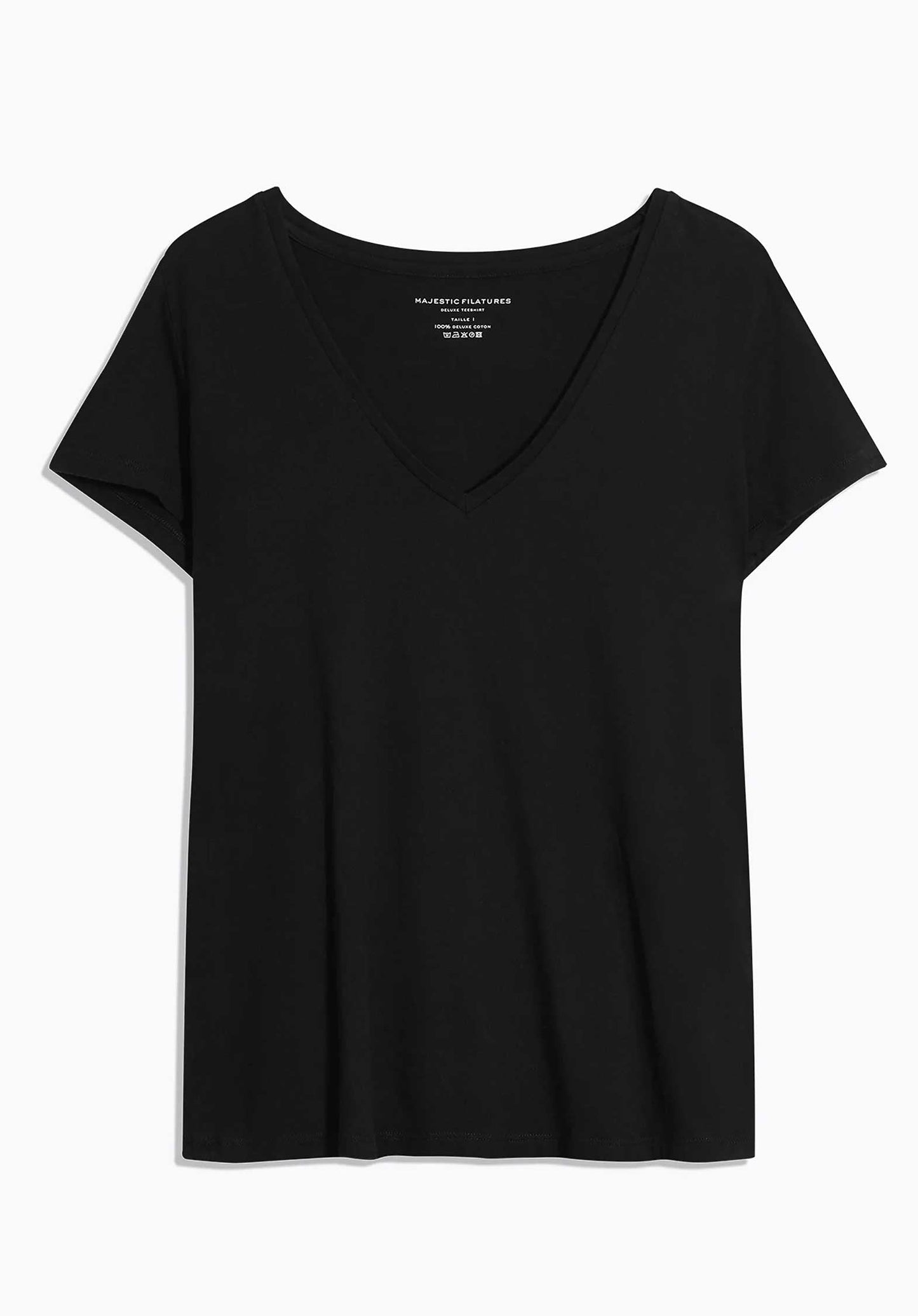 Majestic | Boatneck Tee - Three-Quarter Sleeve in Black