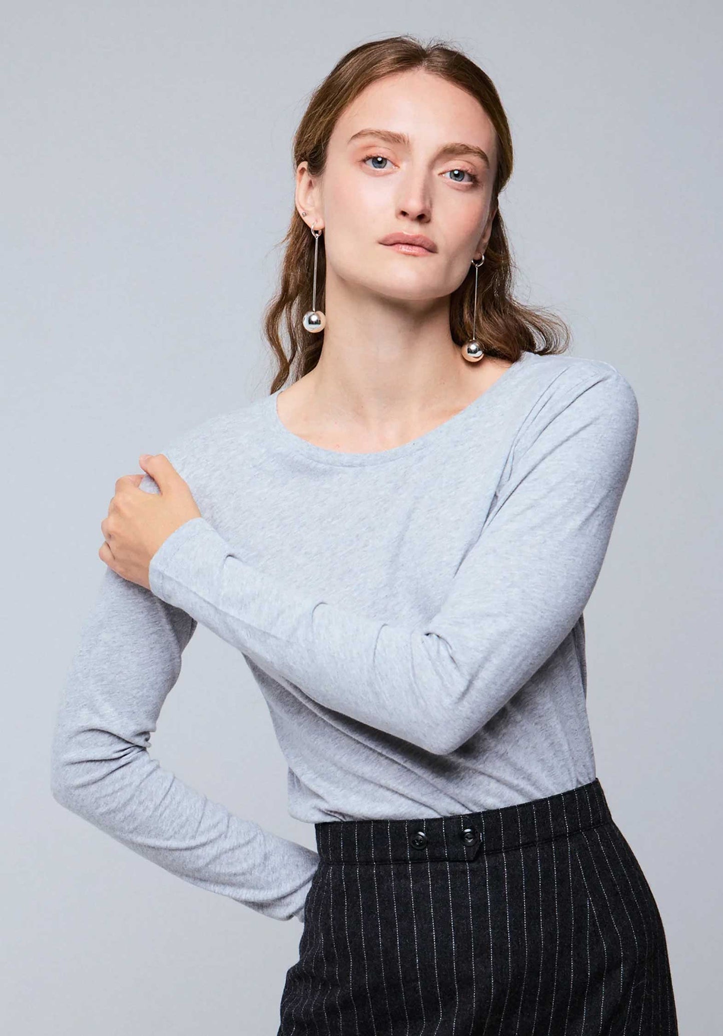Majestic | Organic Cotton Crewneck T-Shirt Light-Heather-Grey