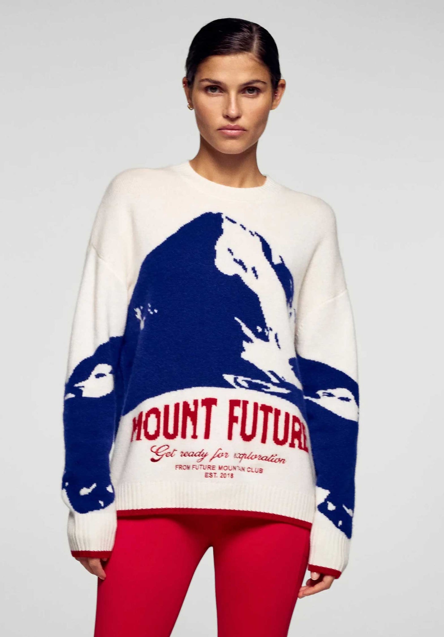 From Future | Oversized Cashmere Pullover - Mount Future Graphic Ecru