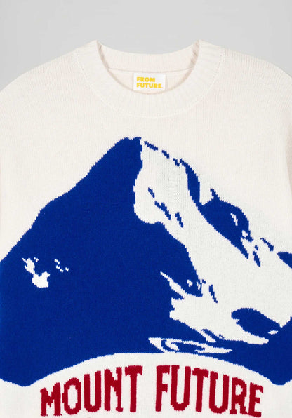 From Future | Oversized Cashmere Pullover - Mount Future Graphic Ecru