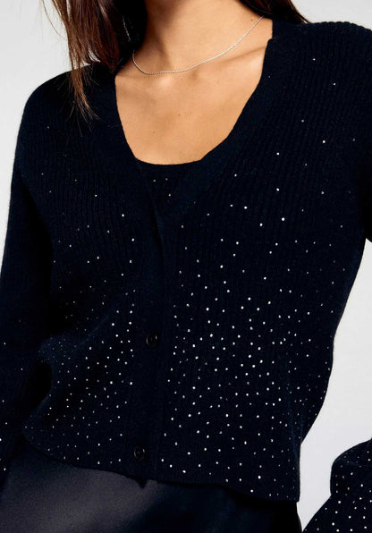 From Future | Rhinestone Cashmere Cardigan - Noir