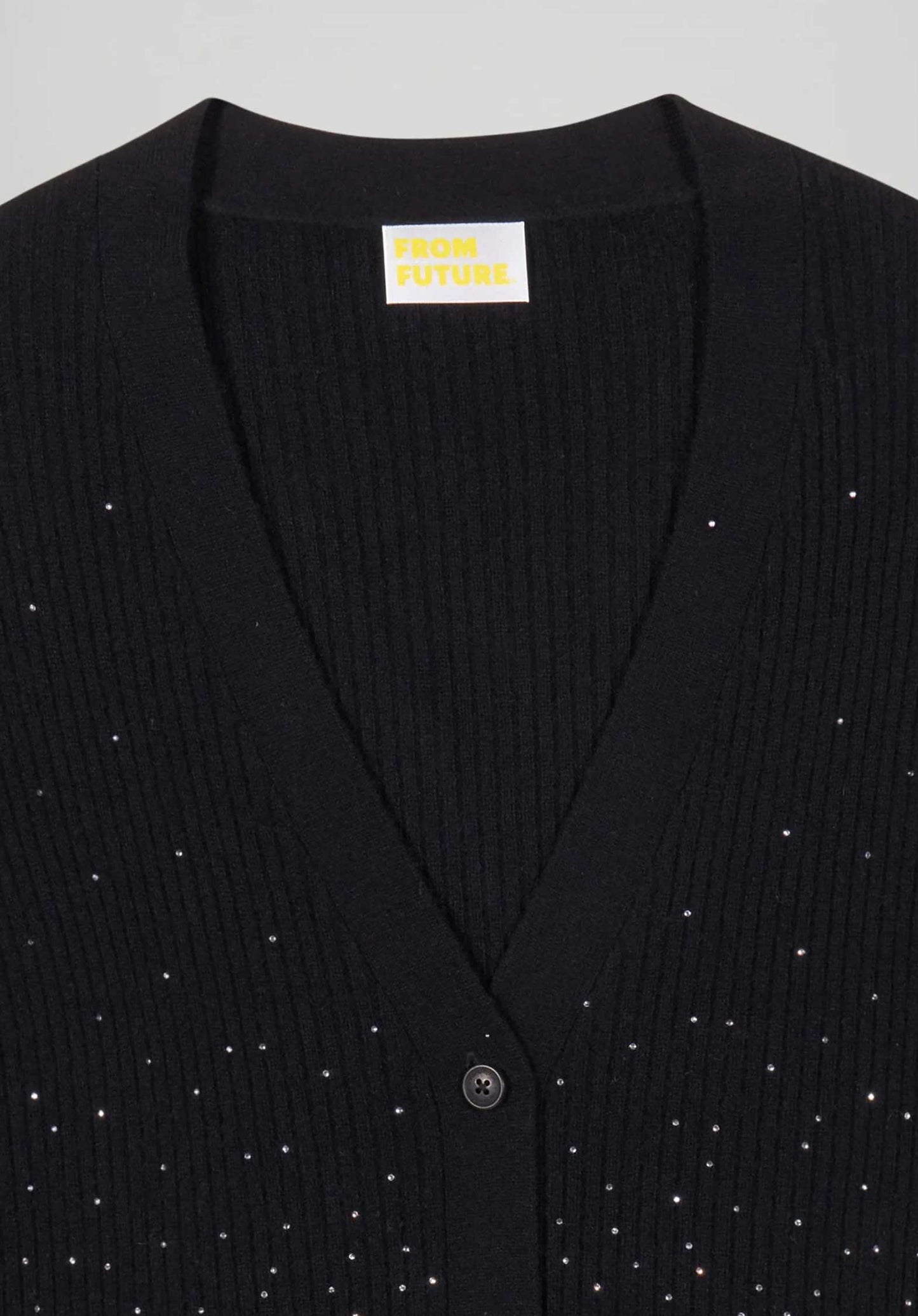 From Future | Rhinestone Cashmere Cardigan - Noir