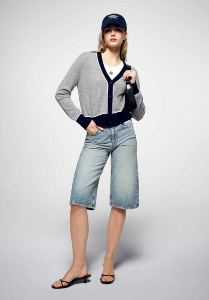 From Future | Short Cashmere Cardigan - Charcoal Gris-Chine-Fonce-F