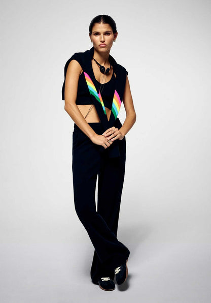 From Future | Cashmere Wide Jogger - Embroidered Heart Pocket Noir