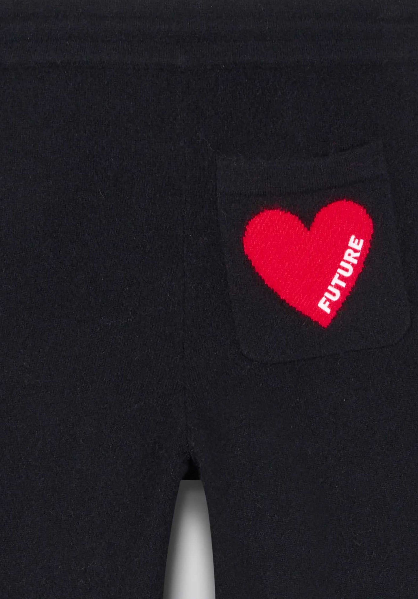 From Future | Cashmere Wide Jogger - Embroidered Heart Pocket Noir