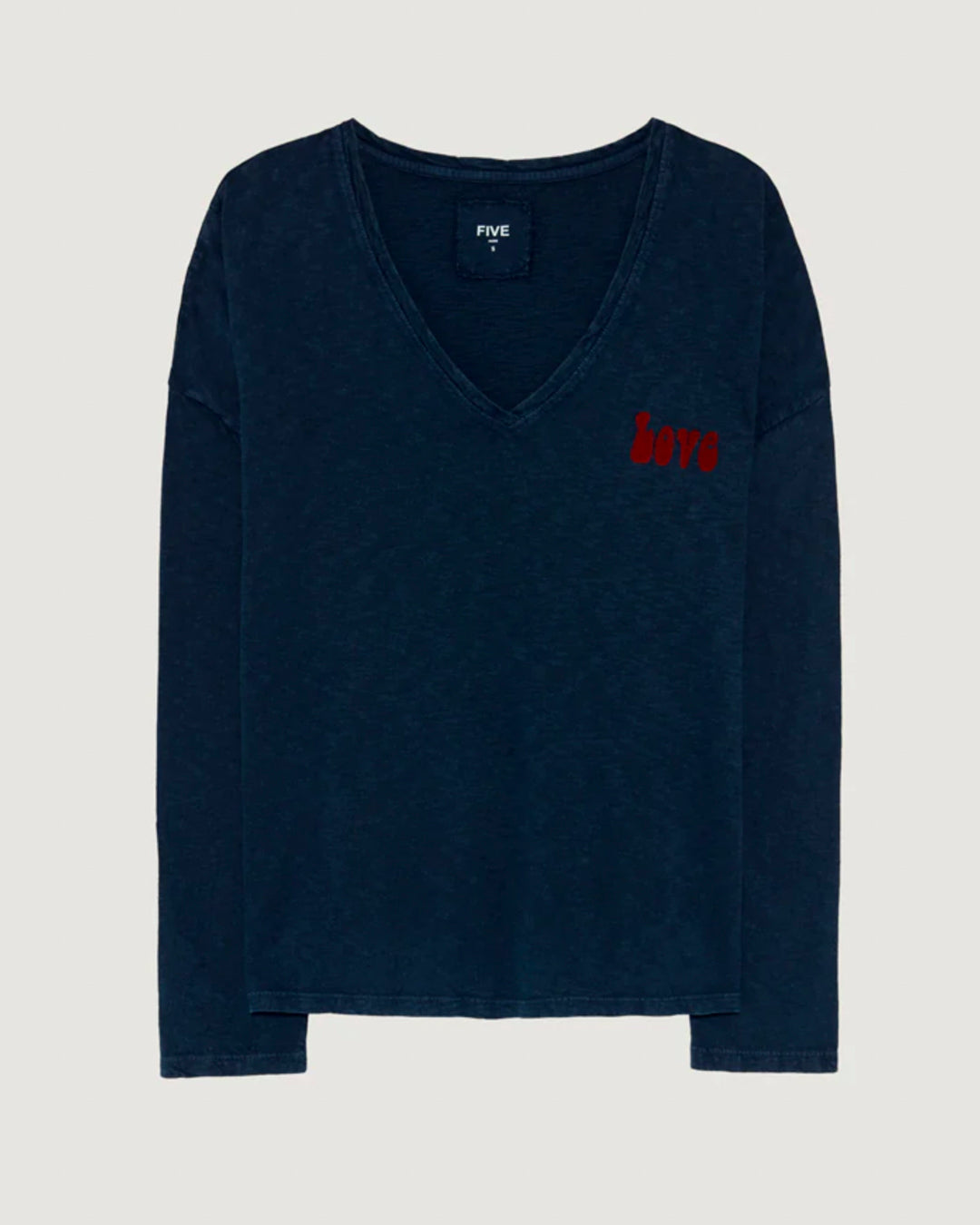 FIVE | Navy Viscose-Cotton T-Shirt - Relaxed Fit