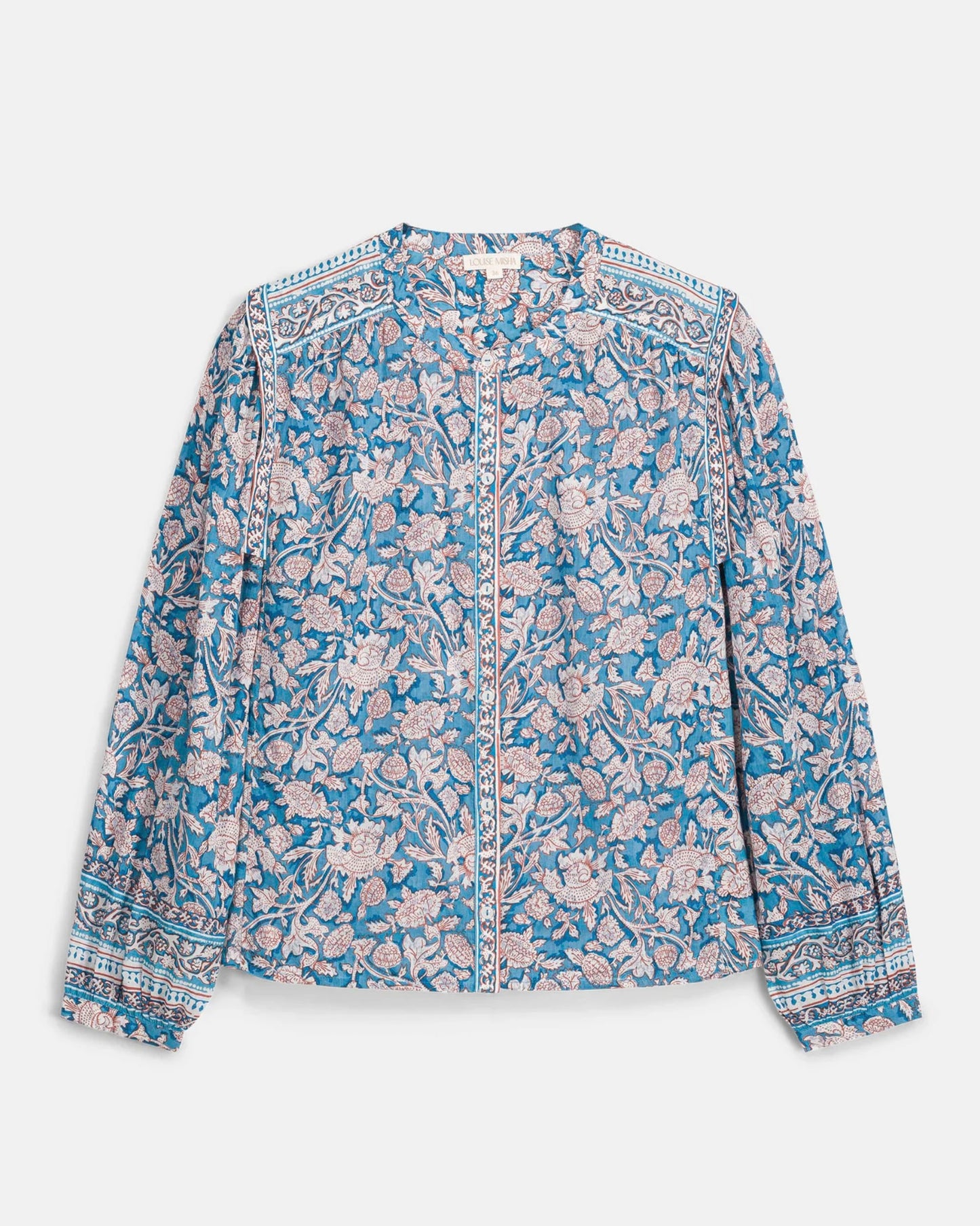 Louise Misha | Blouse Jane in Blue-Mountain-Avens Cotton Voile