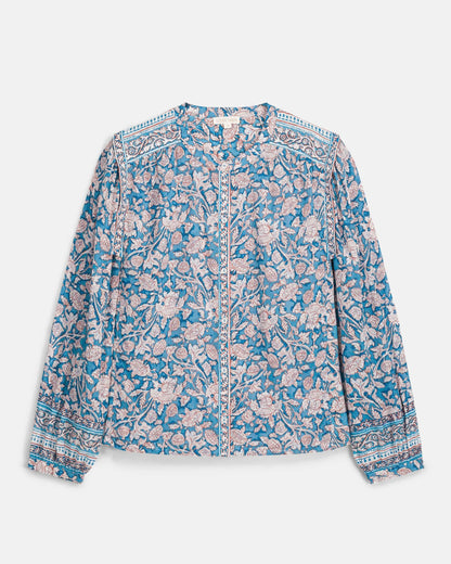Louise Misha | Blouse Jane in Blue-Mountain-Avens Cotton Voile