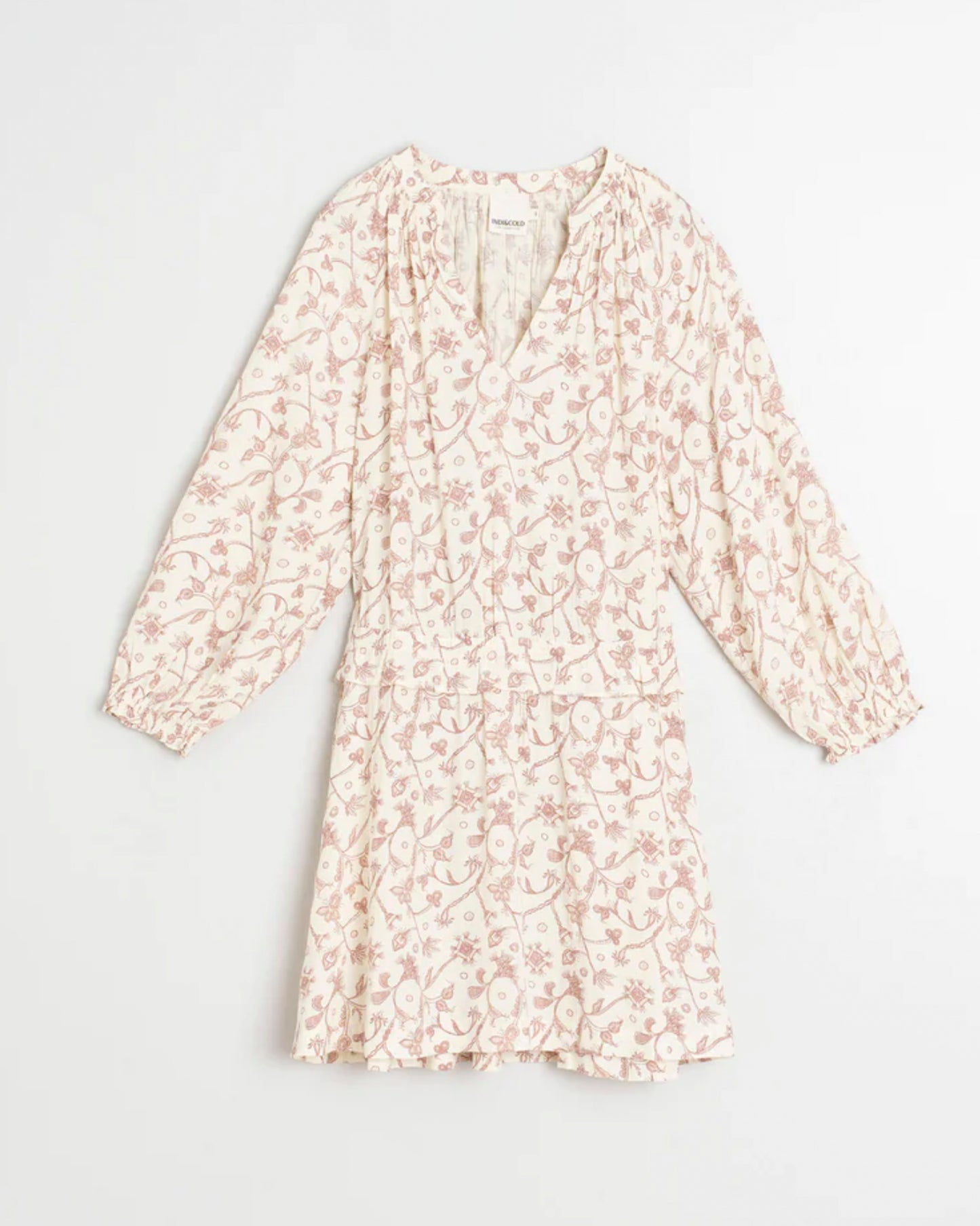 INDI&COLD | Ad121 Crudo Dress - Relaxed Botanical Print with Puffed Sleeves