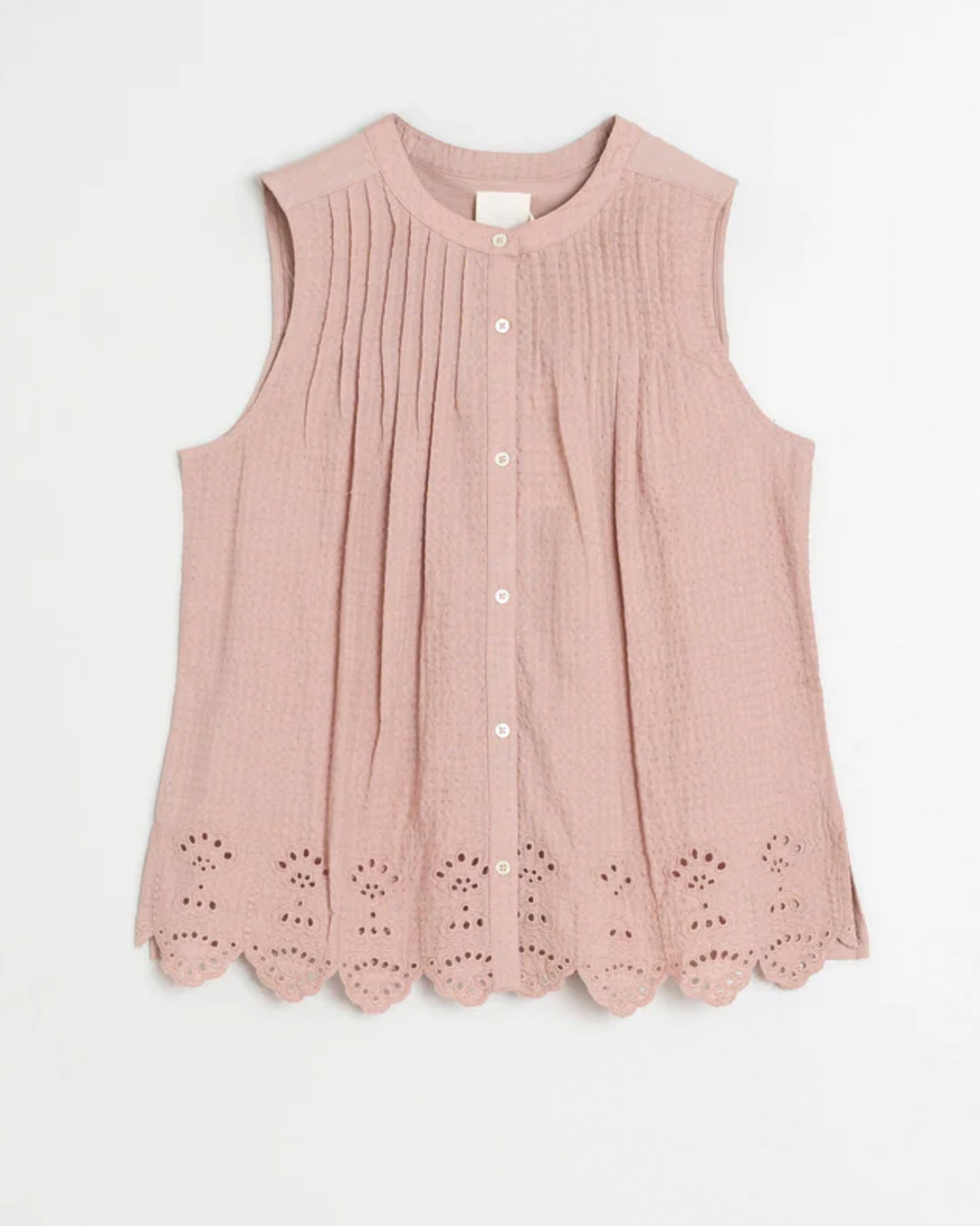 INDI&COLD | Rocio Embroidered Pleated Blouse - Cotton Dobby & Slub Knit