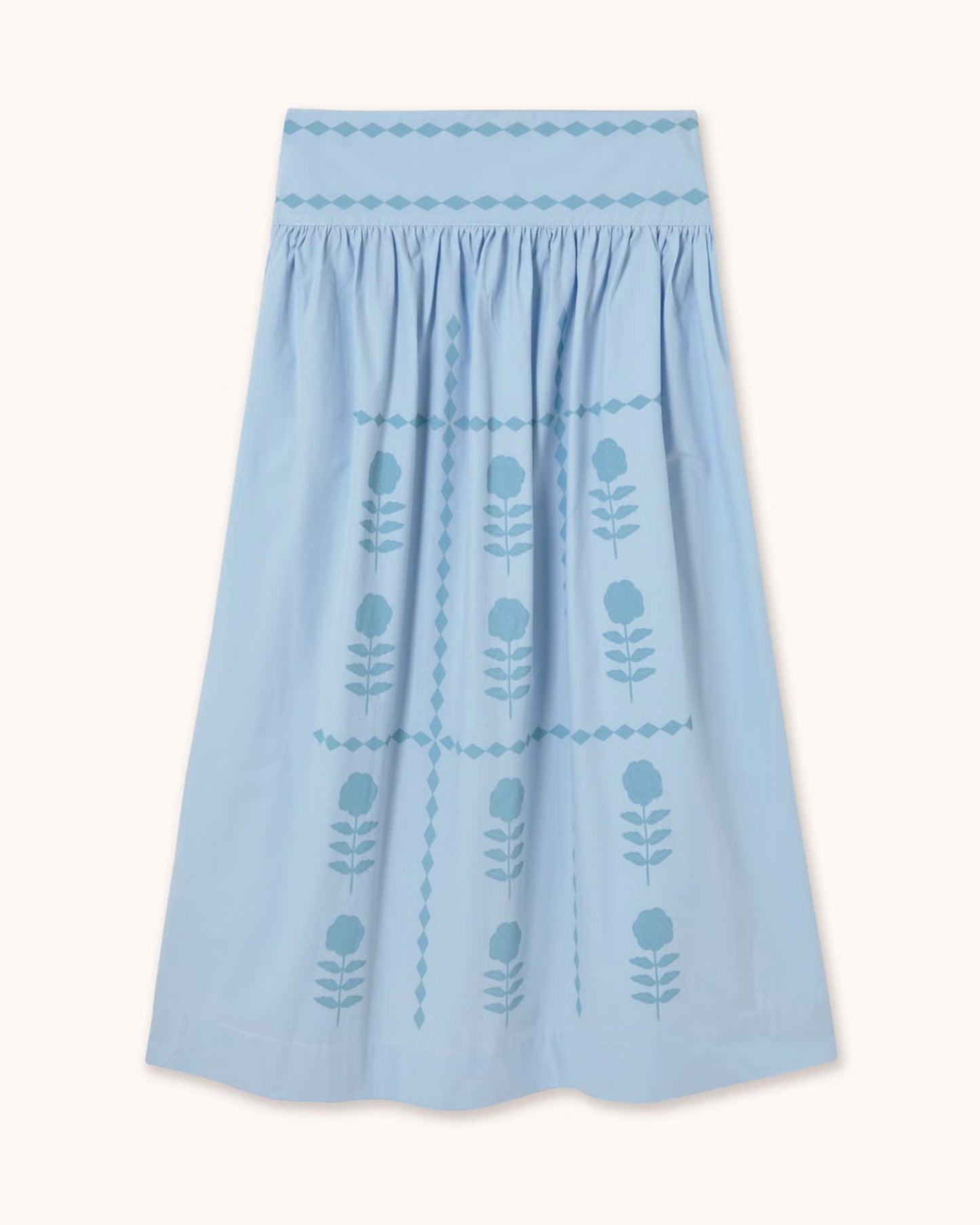 THE TINY BIG SISTER | Jacquard Floral Skirt - Blue Cotton Knit