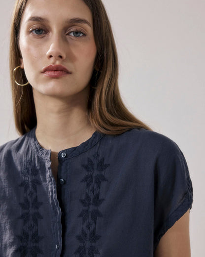 Hartford | Teza Sleeveless Cotton Blouse - Black