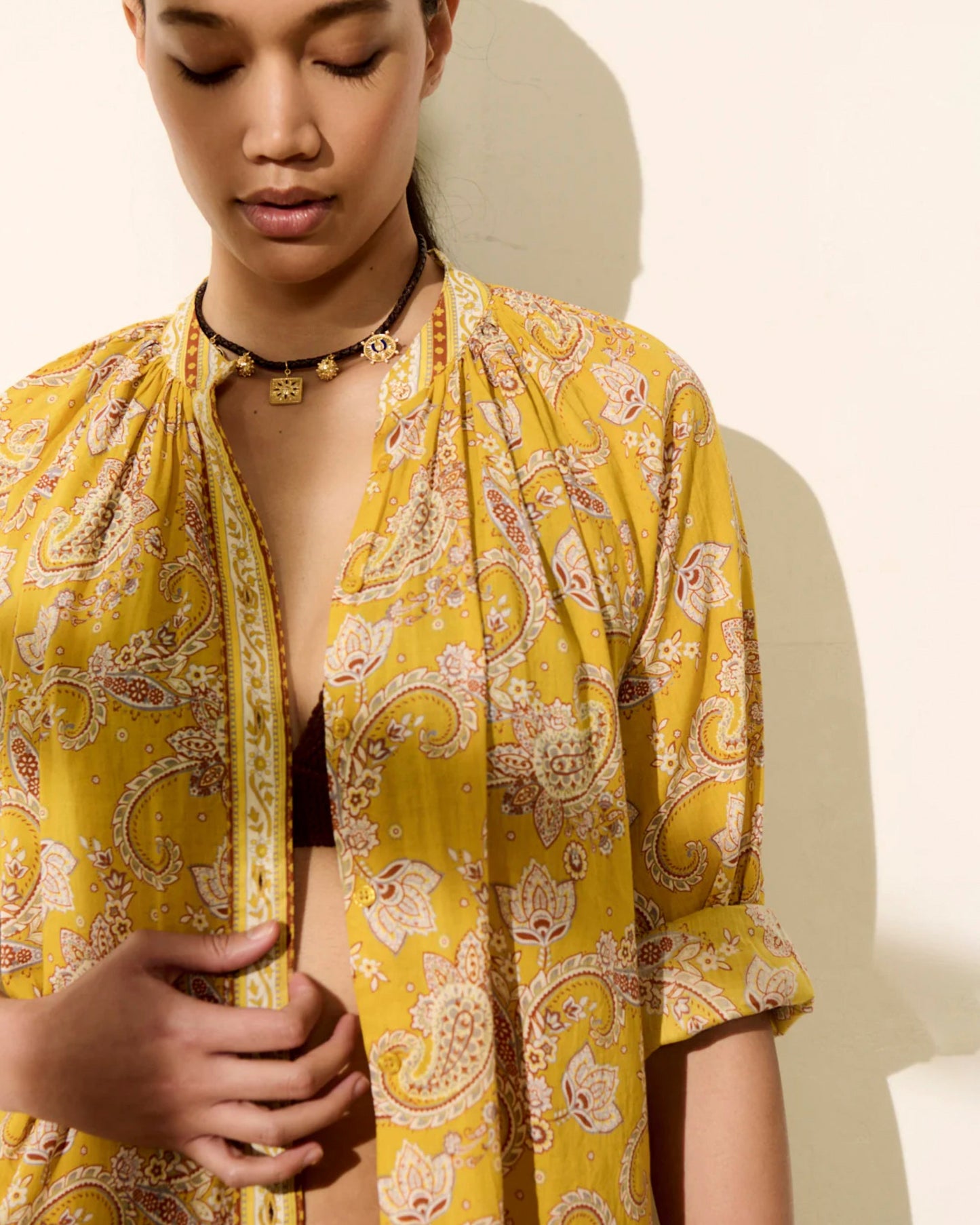 Petite Mendigote | Oversized Puff-Sleeve Blouse - Electric Blue Lime