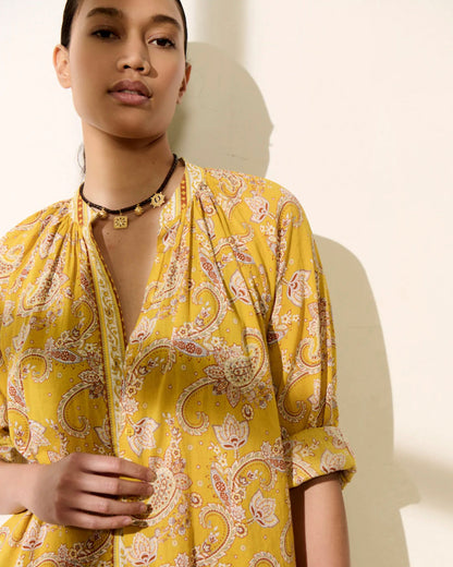 Petite Mendigote | Oversized Puff-Sleeve Blouse - Electric Blue Lime