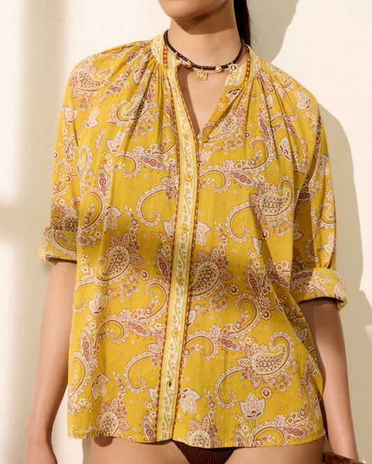Petite Mendigote | Oversized Puff-Sleeve Blouse - Electric Blue Lime