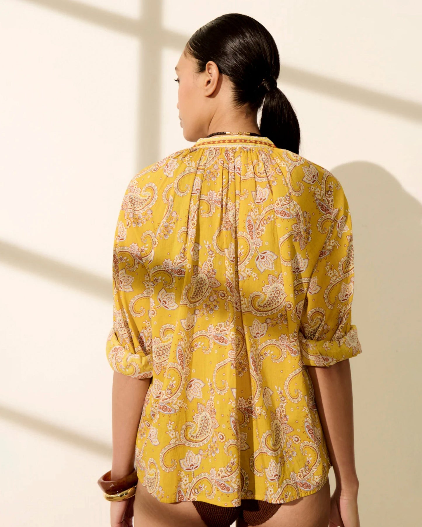 Petite Mendigote | Oversized Puff-Sleeve Blouse - Electric Blue Lime