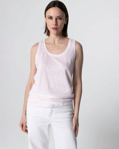 Majestic | Fitted Linen Tank - Cool Touch Crewneck Eau-De-Perie