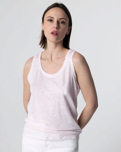 Majestic | Fitted Linen Tank - Cool Touch Crewneck Eau-De-Perie
